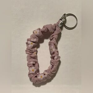 Pink Floral Scrunchie Keychain